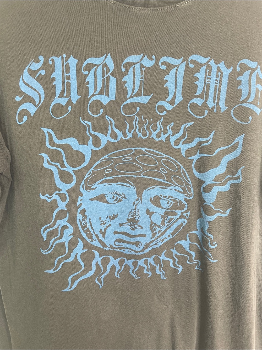 American Eagle Outfitters Men’s Black Tee with Blue Sublime Sun Graphic